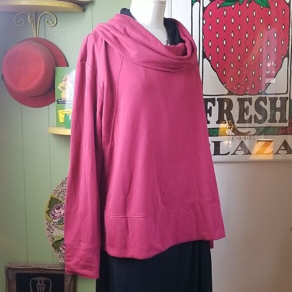 Caslon ⭐ Muted Red Cowl Neck Fleece - Picture 1 of 8